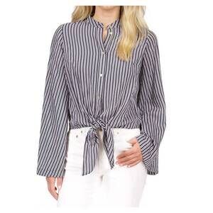 NEW MICHAEL KORS halo tie hem shirt in blue